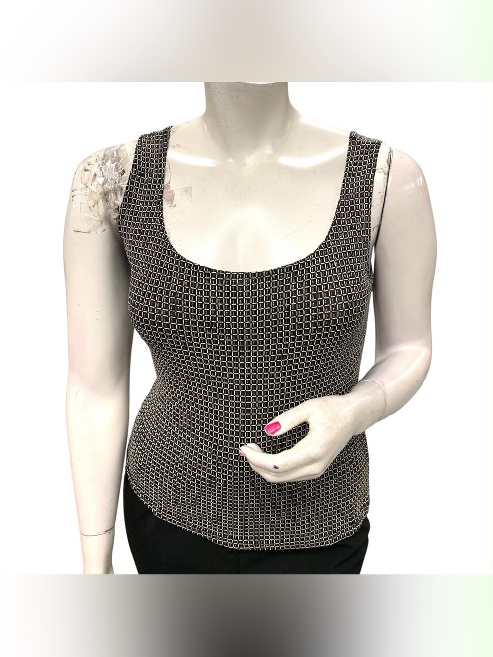 Selene Sleeveless Geometric Tank Top - Black & White Size L